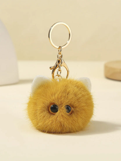 Plush Monster Keychain Cartoon Black Cat White Kitty Toy Pendant Car Keyring Women Girls Kids Gift Ornament Accessories